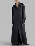 Simple Korean Casual Style Dress 2025 New Collar High-End Solid Color Design Shirt Long Dress Women's Summer 68HZ