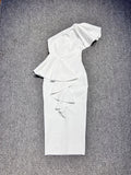 Women's Dress One Shoulder Lotus Side Tight Fashion Long Dress Sexy Open Bandid Dress 68HZ