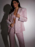 Spring And Summer New Women's Clothing Hot Selling Solid Color Sequin Fashion Casual Set Shirt Underwear Straight Trousers 68HZ
