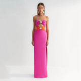 Women's Hot Diamond Metal Accessories High-End Elegant Long Body-Covered Braided Dress 68HZ