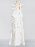 Sexy Famous Style Dress 2025 Spring New High-End Heavy Industry Splicing Flowers Hanging Long Skirt Girl Tide 68HZ
