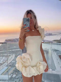 2024 New Sexy Dress Skirt Irregular Lotus Ribs Waist Dress 68HZ
