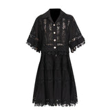 Holiday Wind 2025 Spring New Temperament Small Ribbon Embroidered Lace Shirt + Women's Dress 68HZ