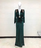 Autumn Women's Sexy Deep V-Neck Velvet Dress Dress French High-End Temperament Dress Dress Woman 68HZ