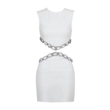 High-End Female Hip Sexy Dew Back Empty Diamond Sleeveless Bandet Party Dress Party Dress 68HZ
