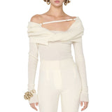 Sexy Knitwear Women's Clothing 2025 Spring New High-End Feeling Shoulder Repair Wearing Sweater Winter 68HZ
