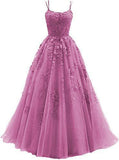 Evening Dress Women 2025 Fine Shoulder Prom Neat Long Tulle Lace Sticker Girl Party Ball Dress Summer 68HZ