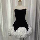 Early 2024 Early Autumn New Breast-Wear Three-Dimensional Flower Fluffy Dress French Dress Dress 68HZ