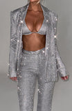 Spring And Summer New Women's Clothing Hot Selling Solid Color Sequin Fashion Casual Set Shirt Underwear Straight Trousers 68HZ