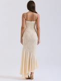 Sexy V-Neck Slings Fishtail Long Dress Lace Chiffon Splicing Tight-Body Ass-Loan Chiffon Dress Girl 68HZ