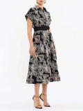 Temperament Literary Style With Belt Dress Dress 2025 Summer New Collar Retro Design Long Dress Dress Woman 68HZ