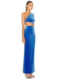 Women's Slanted Shoulder Long-Sleeved Velvet Fashion Sexy Body Fork Sexy Bag Hip Dress 68HZ