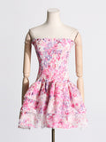 French Floral Fashion Sweet Dress 2025 Spring New Printed Bra Thin Dress Design Woman 68HZ