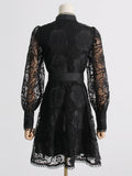 French Court Style Dress 2025 Spring New Embroidery Lace Niche Design Feeling Waist Thin Dress Woman 68HZ