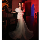 Champagne-Colored Evening Dress Dress High-End Light Luxury Niche Temperament Birthday Party Short Skirt 68HZ