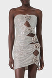 Hot Sales Explosion Sexy Hollow Hot Diamond Tight-Body Bag Dress Flower Diamond Temperament Dress Long 68HZ