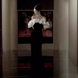Evening Dress Black And White Sex-Suited Birthday Show Host Evening Dress Bridal Wedding Dress Dress Morning Dress 68HZ