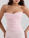 Spring Women's Clothing On The New Net Yarn Hottie Brat Blouse Female Feel Fish Bone Corset Summer Dress 68HZ