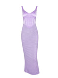Sexy V-Neck Fish Bone Sling Temperament Dress Dress Body-Exlented Fork Mid-Long Dress Dress Dress Dress Dress 68HZ