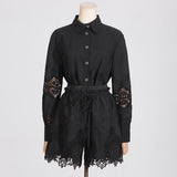 High-End Lazy Suit Women's 2025 Spring New Fashion Light Luxury Embroidery Sleek Sleeve Shirt Two Sets Of Women's Clothing 68HZ