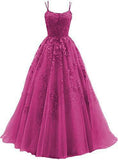 Evening Dress Women 2025 Fine Shoulder Prom Neat Long Tulle Lace Sticker Girl Party Ball Dress Summer 68HZ