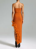 Fashion Dress With Chest V-Neck Sexy Bare Shoulder Feathers Open Name Girl With A Dress Girl 68HZ