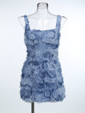 Women's New Three-Dimensional Flowers Solid Color Sexy Sling Dress With Bare Back Temperament Banquet Dress Dress Dress Woman 68HZ