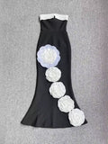 High-End Women's Three-Dimensional Flower Thigh Dress Female Light Luxury High-End Temperament Long Sleeveless Fishtail Banded Skirt 68HZ