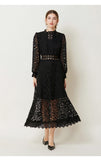 Elegance Elegant Lace Dress Autumn 2024 New Bubble Sleeve Long Sleeve Embroidered Dress Dress Woman 68HZ
