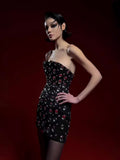 Heavy Industry Bandage Dress Sexy Bra Slit Nail Beads Bodyed And Hip Dress Birthday Party Dress 68HZ