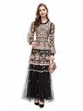 High-End Women's Dress 2024 Early Spring New Heavy Industry Embroidery Flower Bow Yarn Dress 68HZ