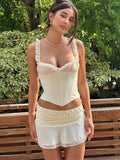 Hot Fashion Suit Sexy Sling Small Coat Mesh Perspective Flower 100-Fold Short Skirt Two-Set Woman 68HZ
