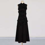 French Three-Dimensional Flower A-Shaped Dress 2025 Spring And Summer New Splicing Collar High-End Thin Dress Woman 68HZ