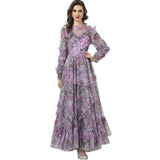 Heavy Industry Lien Embroidered Purple Lotus Leaf Side Princess Long Sleeve Dress Dress Autumn And Winter Women's New 2024 68HZ