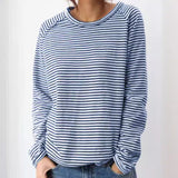 2025 New Casual Women's Loose Collar With Shoulder Long Sleeve Top Striped Prints Of Shawl 68HZ