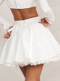 Spice Girls Women's New Fashioned Butterfly Lace Dress Pure White Short Dress Summer Sweet And Hot Little Skirt 68HZ