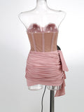 Women's New Sexy Perspective Lace Mesh Yarn Corset Dress High-End Temperament Tight Dress Dress 68HZ