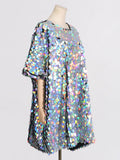 Street Style Loose Plus-Size Skirt 2025 Spring New Fashion Round-Collar Squint Splicing Dress Women's Trend 68HZ