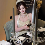 Evening Dress Hanging Neck Dress 2024 Spring And Autumn New High-End Famous Birthday Banquet Heavy Industry Fish Tail Dress 68HZ