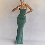 Direct Sale 2024 Summer Dress Fish Bone Folded Back Slings Fishtail Dress Dress Dress Woman 68HZ