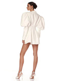 Fashion Suit Collar Skirt New Deep V Sexy Women's Lantern Sleeve Double Buckle Casual Dress Woman 68HZ