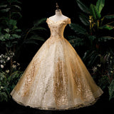 Evening Dress Female Solo Performance Suit Pony Dress Long Annual Meeting Host Gold Dress 68HZ