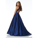 Evening Dress Deep V-Neck Bare Back Sexy Tail Deep Blue Delicate Nail Bead Noble Dress Banquet Banquet Host Dress Dress 68HZ