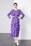 Spring And Summer 2024 New Dress Press Folding Leaves Side Three-Dimensional Decoration Loose Fashion Elegant Long Dress Commuter Women's Clothing 68HZ