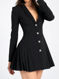 Ins Sexy Dress High-End Feminine V-Neck Long-Sleeved Suit Temperament Tender Waist Dress Dress Dress Women's Dress 68HZ
