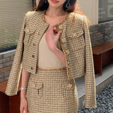 Cinque Small Fragrant Fashion Temperament French Long-Sleeved Coat Vest Dress Dress Half Dress Small Fragrant Suit Woman 68HZ