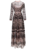 Fashion Leash Mesh Long Sleeves Slim Dress Long Dress Autumn And Winter Women's New 2025 68HZ