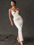 Sexy High-End Women's Pink Sling Dress Long Dress With Open Fork Elegant Evening Dress Sweet Spicy Temperament Dress 68HZ