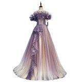 Purple Evening Dress 2025 New Summer Women's Elegance Elegance Long Chorus Performance Dress 68HZ