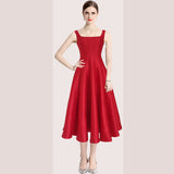 French Hepburnian Niche Temperament Retro Sling With Large Hem Pendulum Sling Dress Fluffy Dress Dress 68HZ